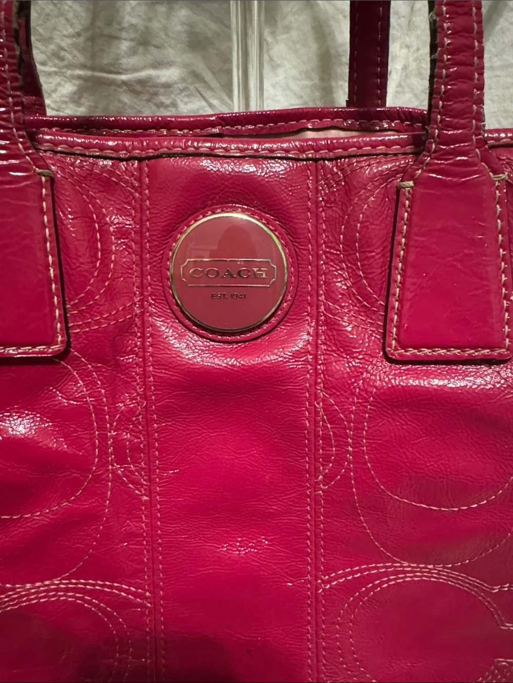 Coach Fuchsia Leather Signature Tote
